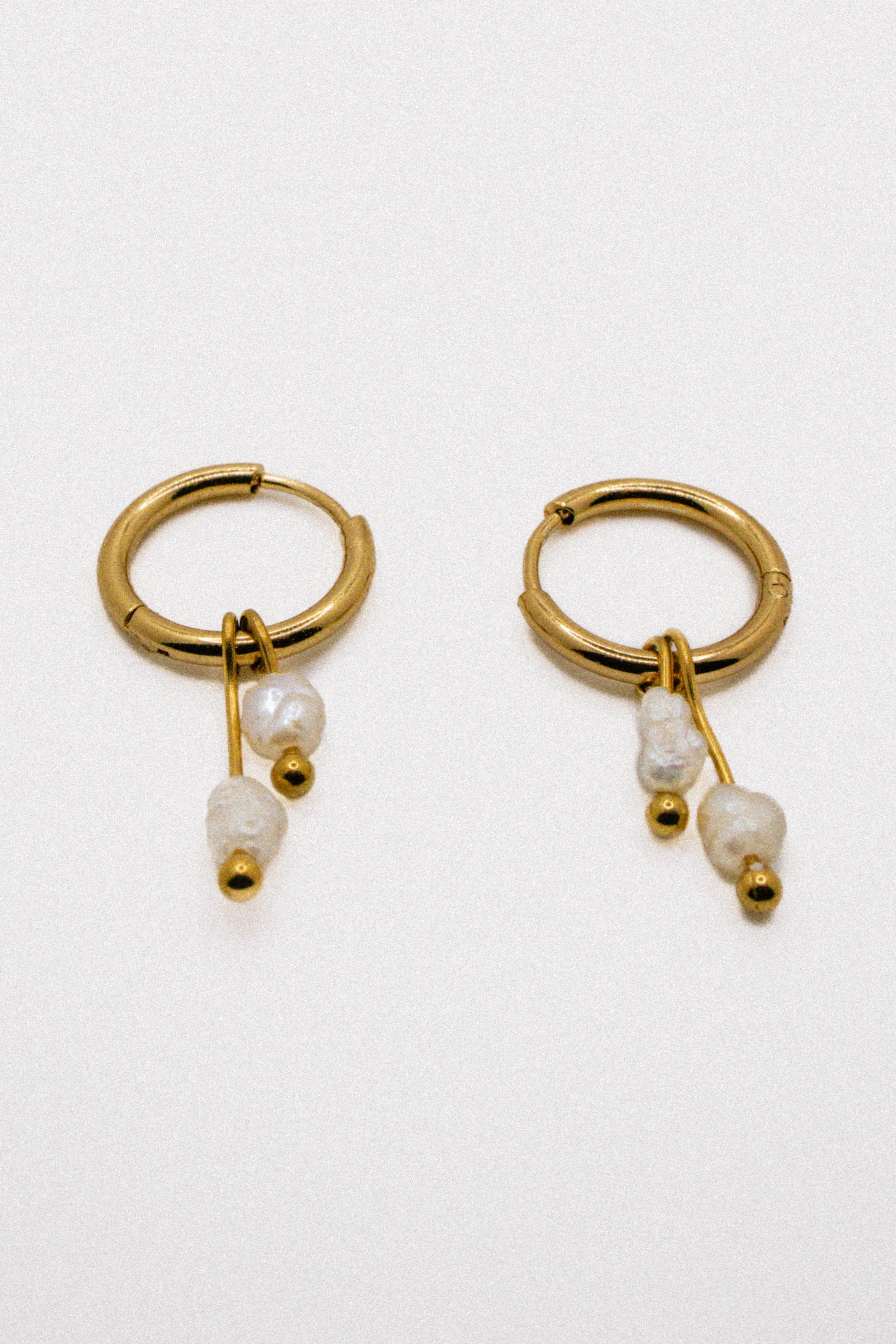 Double Pearl Drop Hoops