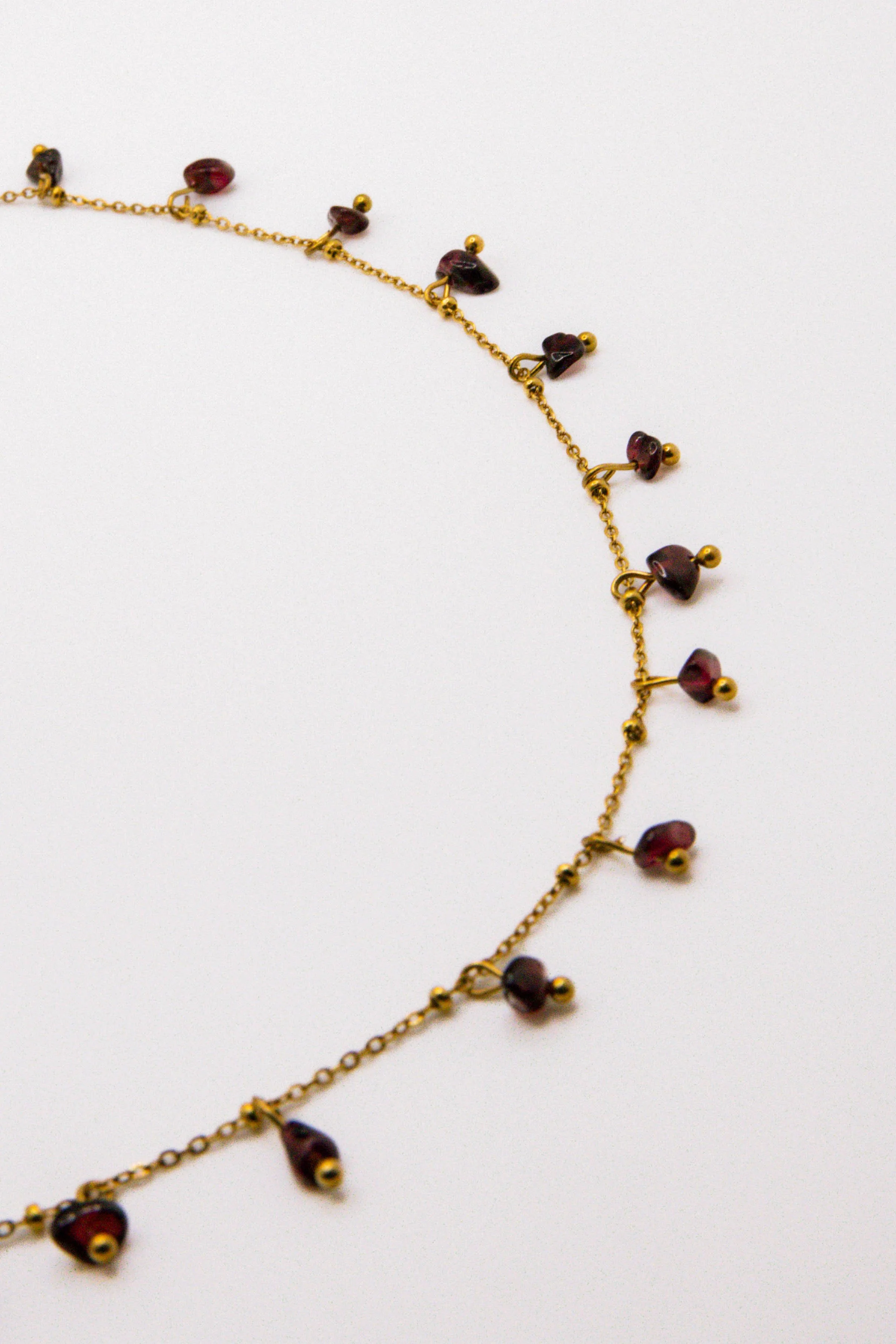 Garnet Charm Chain Necklace