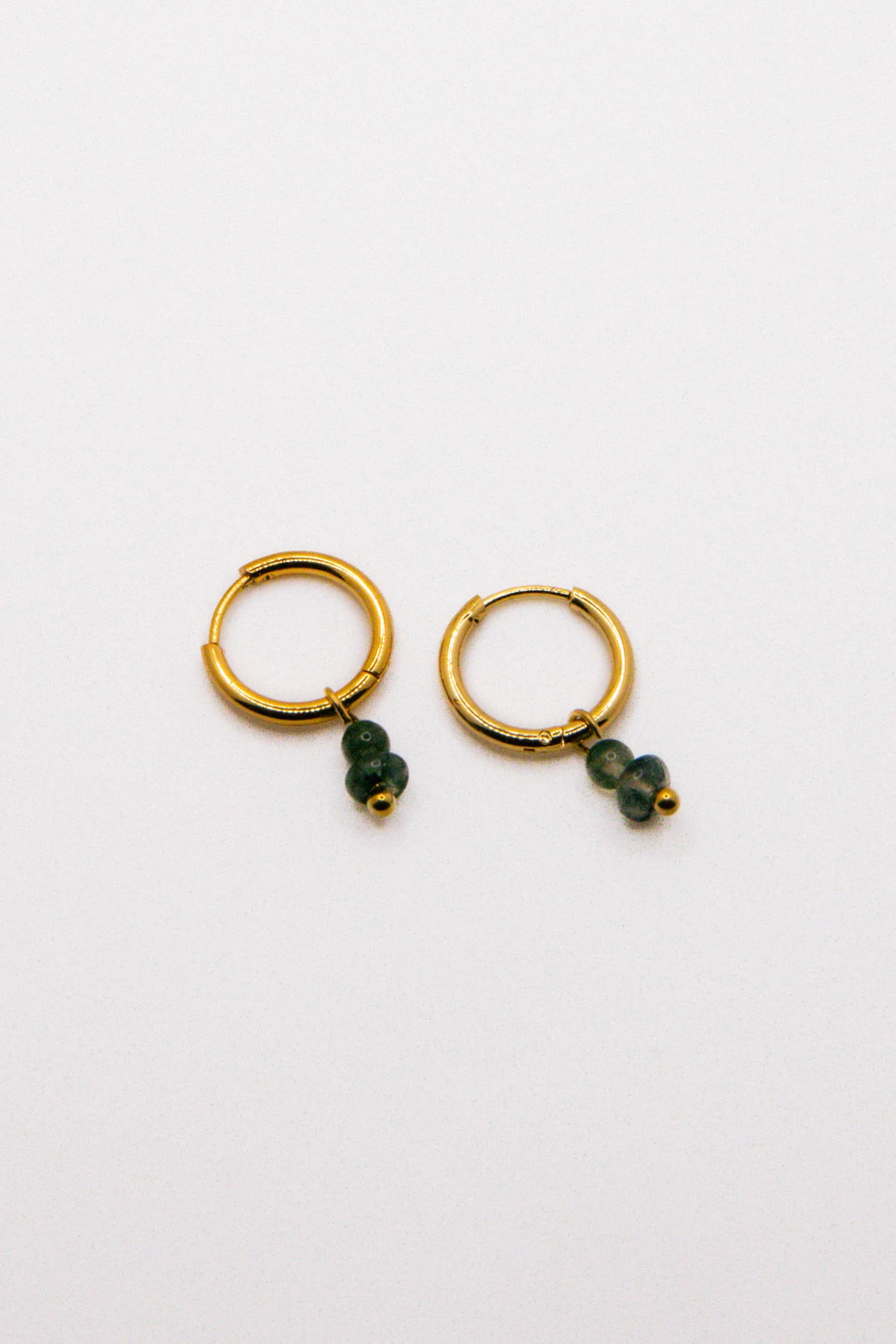 Moss Agate Duo Huggie Earrings