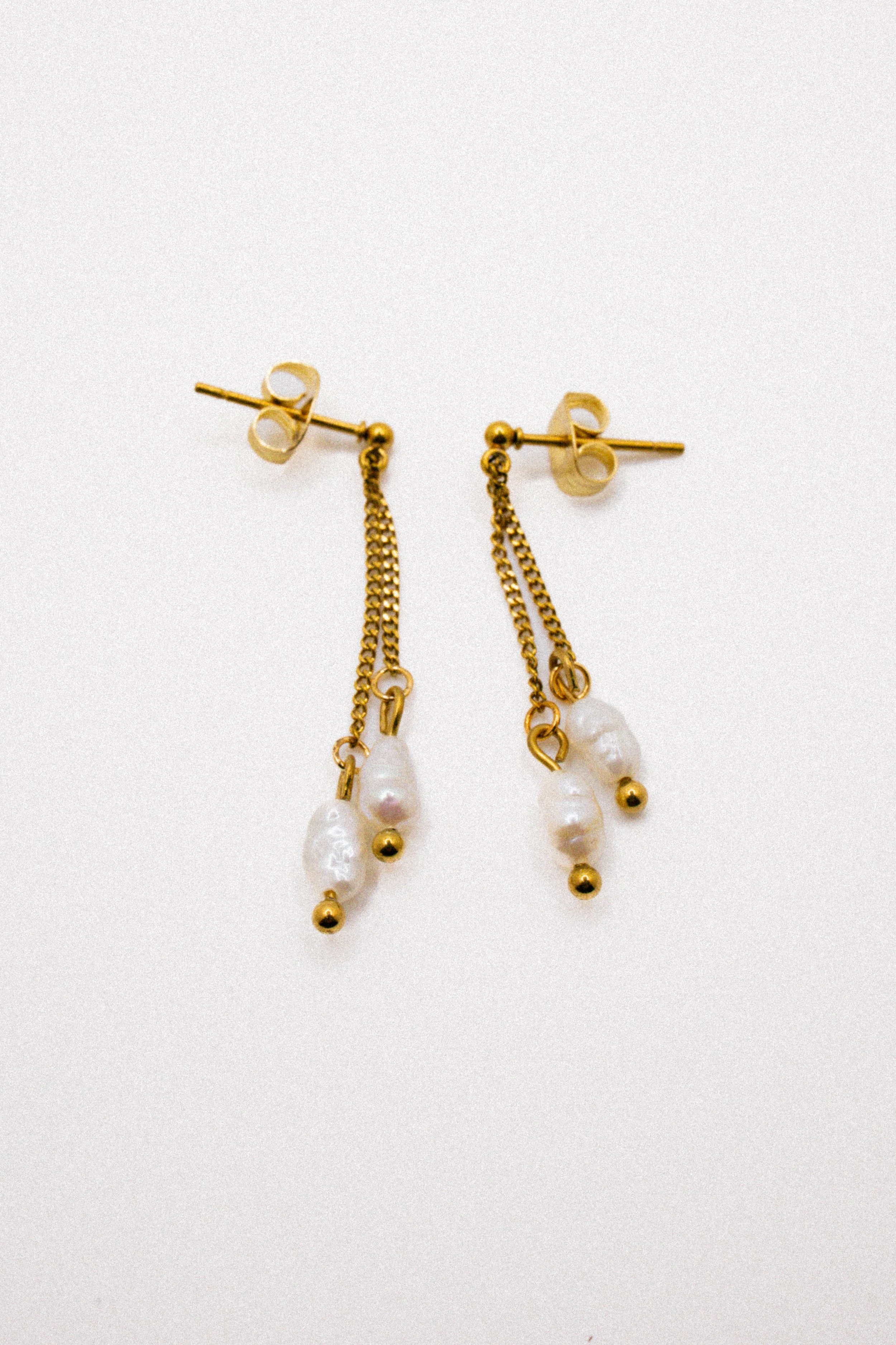 Adjustable Pearl Drop Chain Earrings