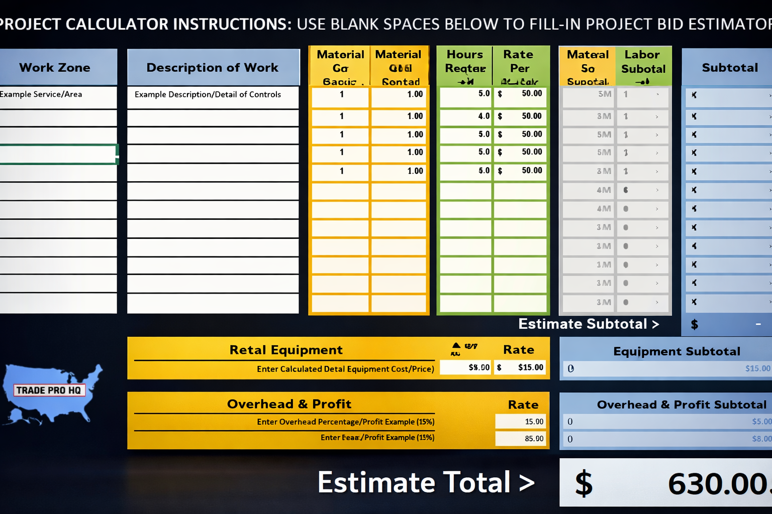 Trade Pro Bid Calculator