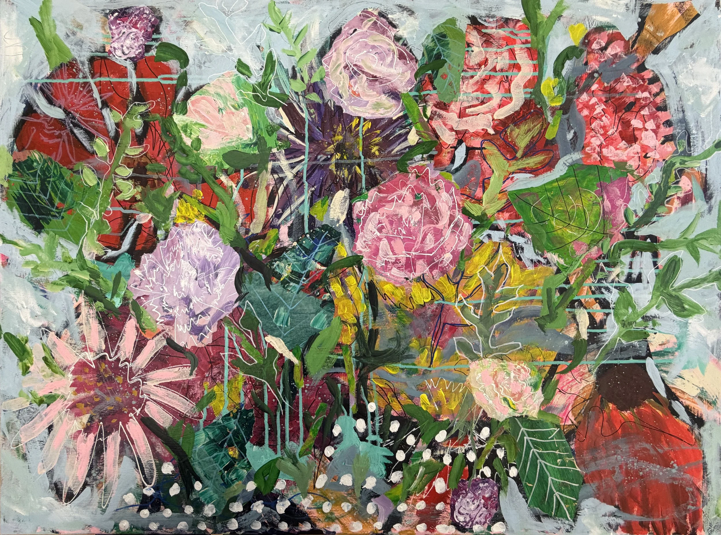 Uncontained Bloom — 2026 
Acrylic on canvas 
30"H x 40"L