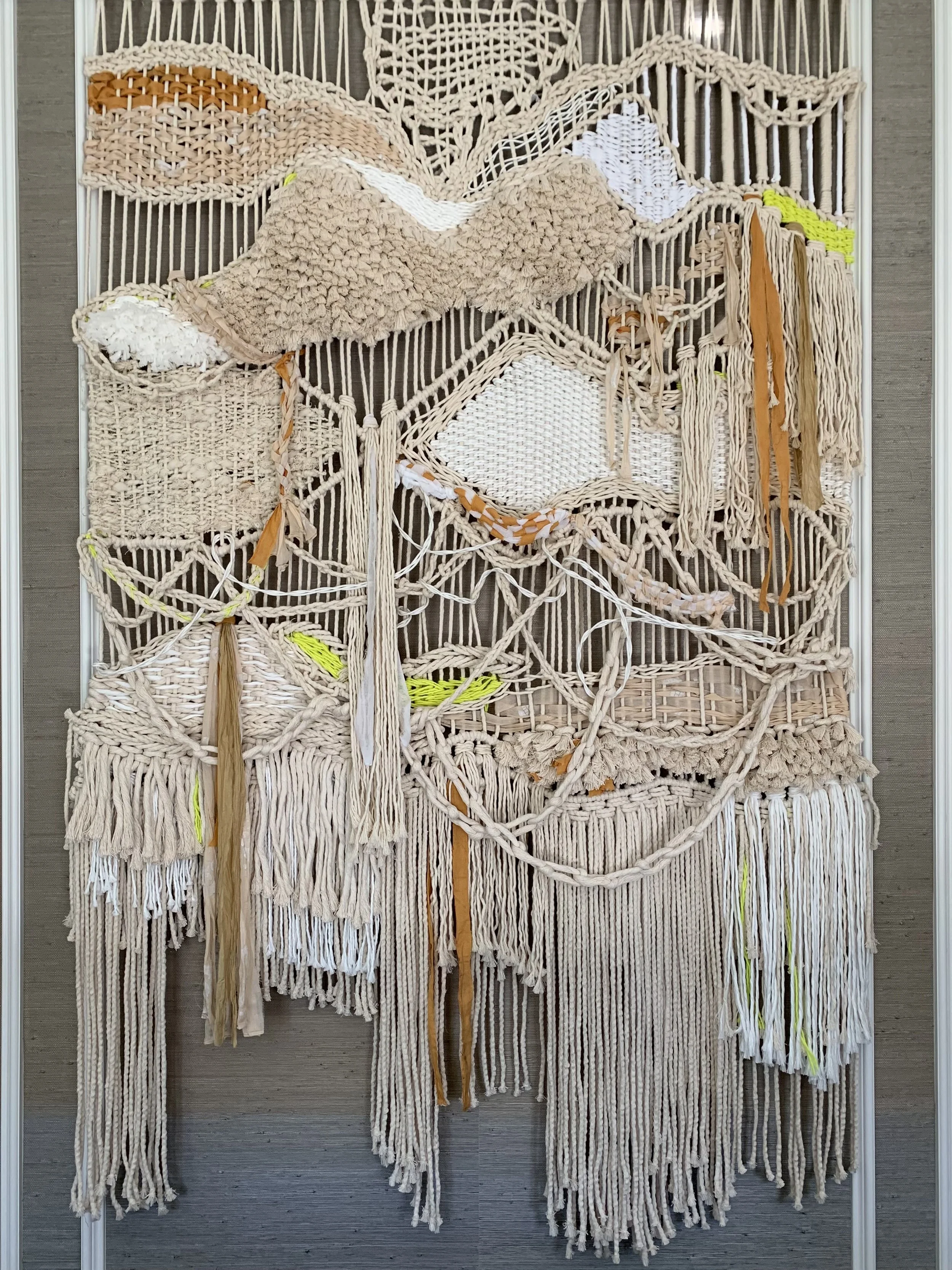Open System
2021
Cotton, wool, acrylic, upcycled fabric, copper
83"H x 53"L
AVAILABLE