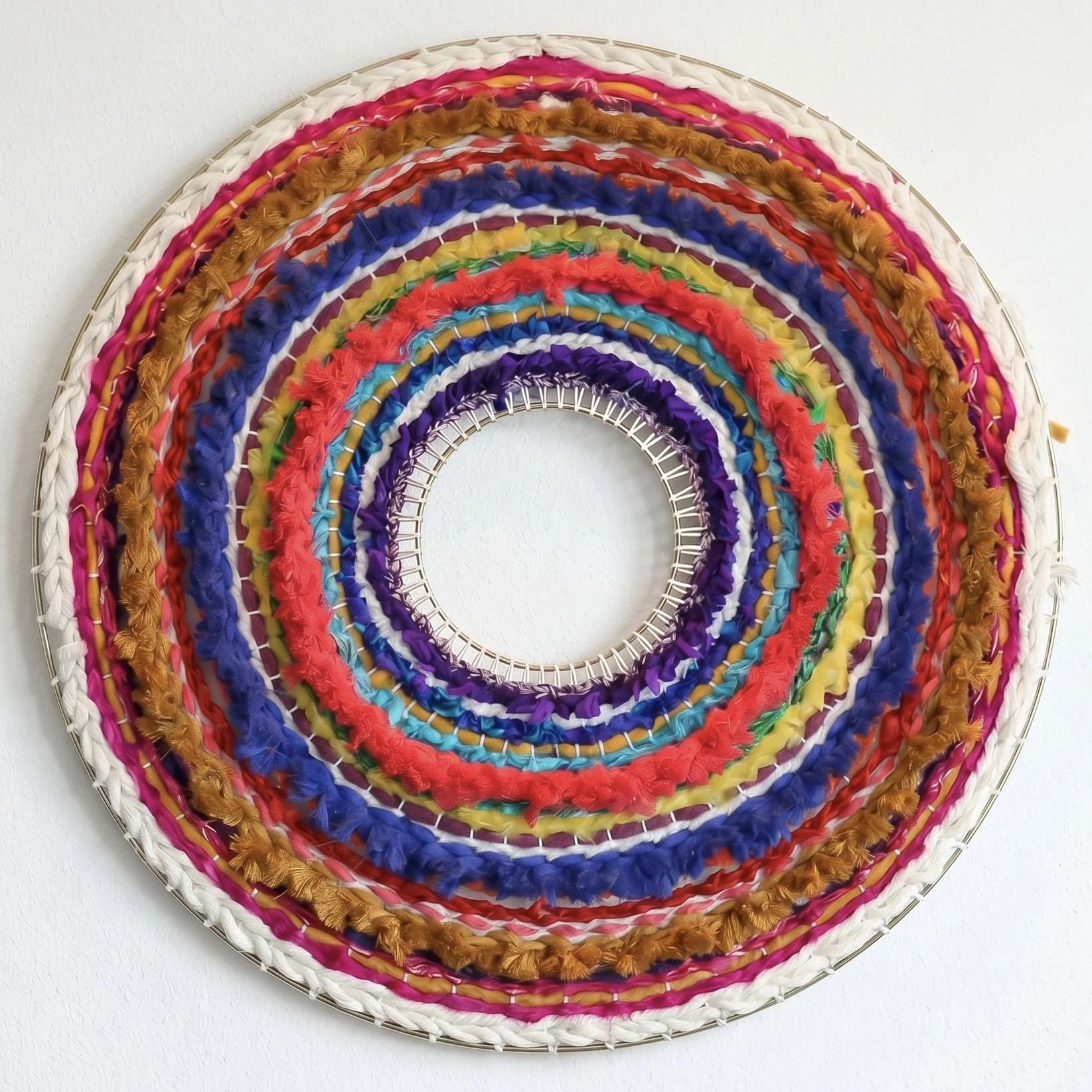 Material Memory
2018
Cotton, upcycled saris, metal
23"Diameter
AVAILABLE
