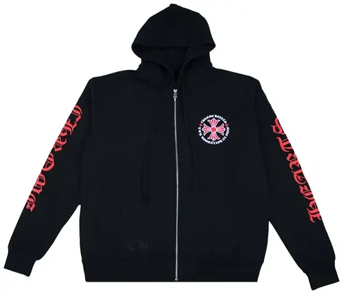 Chrome Hearts Made In Hollywood Plus Cross Zip Up Hoodie 'Black/Red'