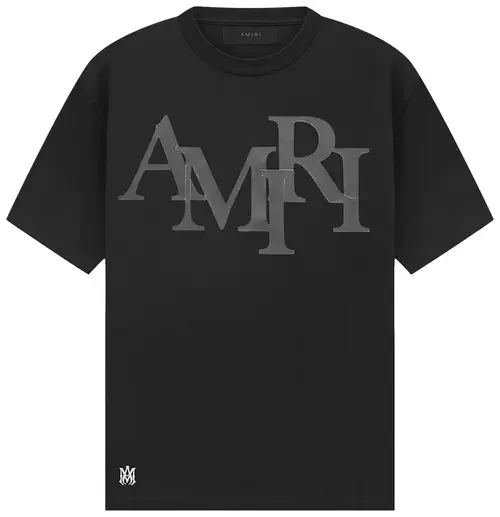 Amiri Staggered Logo Tee 'Black'