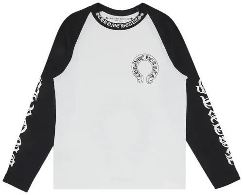 Chrome Hearts Horseshoe Neck Logo 3/4 Shirt 'Black/White'