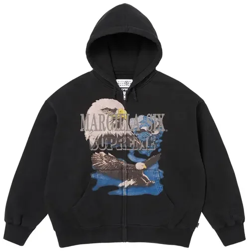 Supreme x MM6 Maison Margiela Eagle Zip Up Hooded Sweatshirt 'Black'