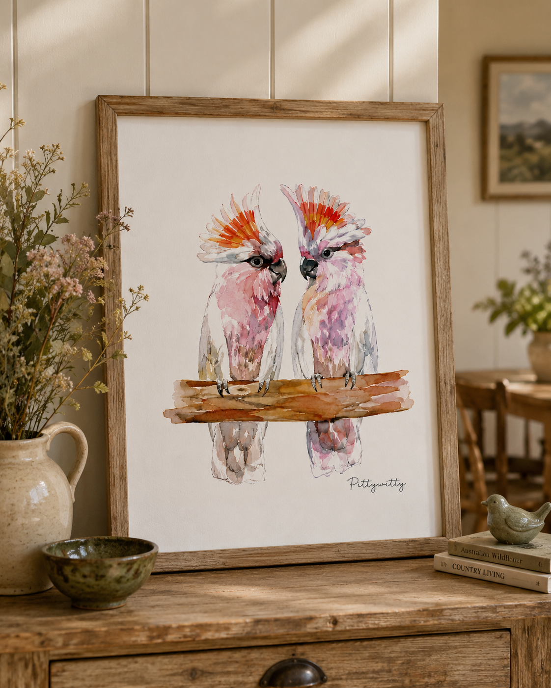 Major Mitchell's Cockatoos – A4 Fine Art Print