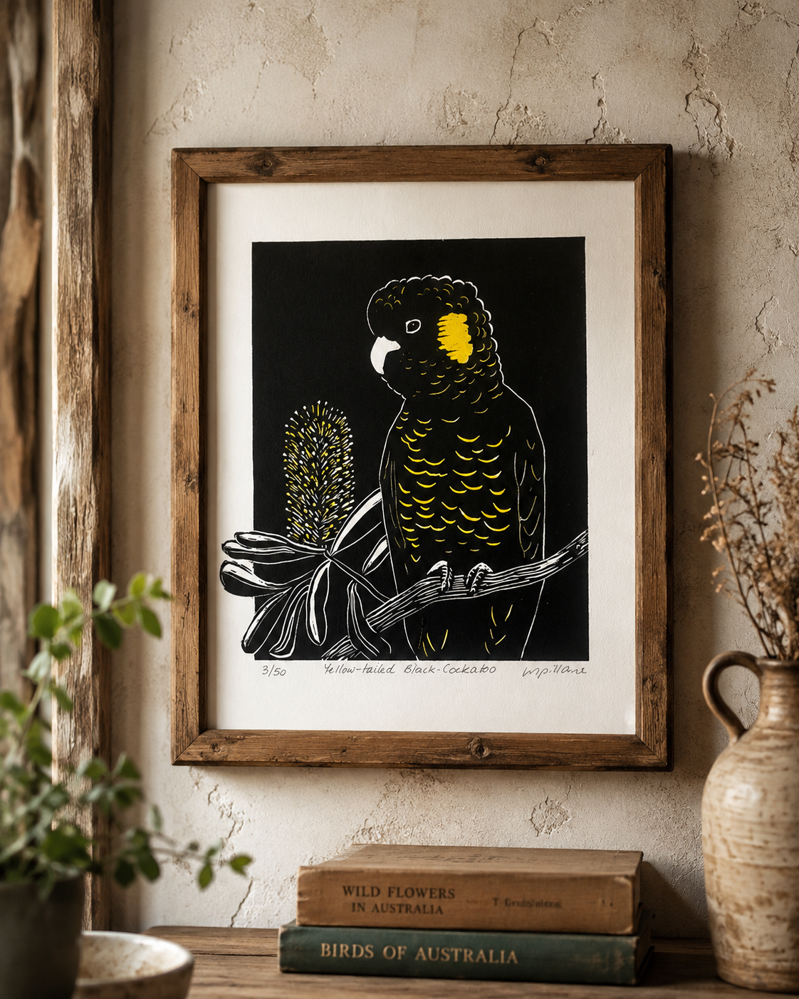 Yellow Tailed Black Cockatoo - Block Party Print