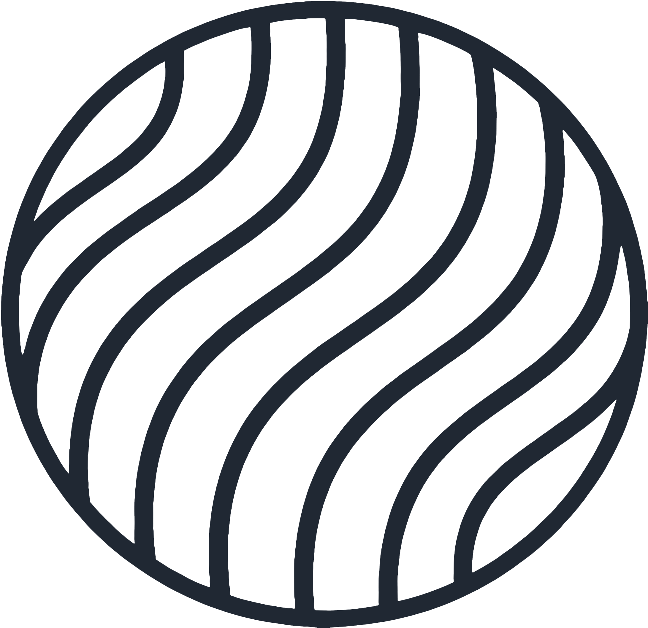 Abstract black and dark blue swirl pattern within a circle.