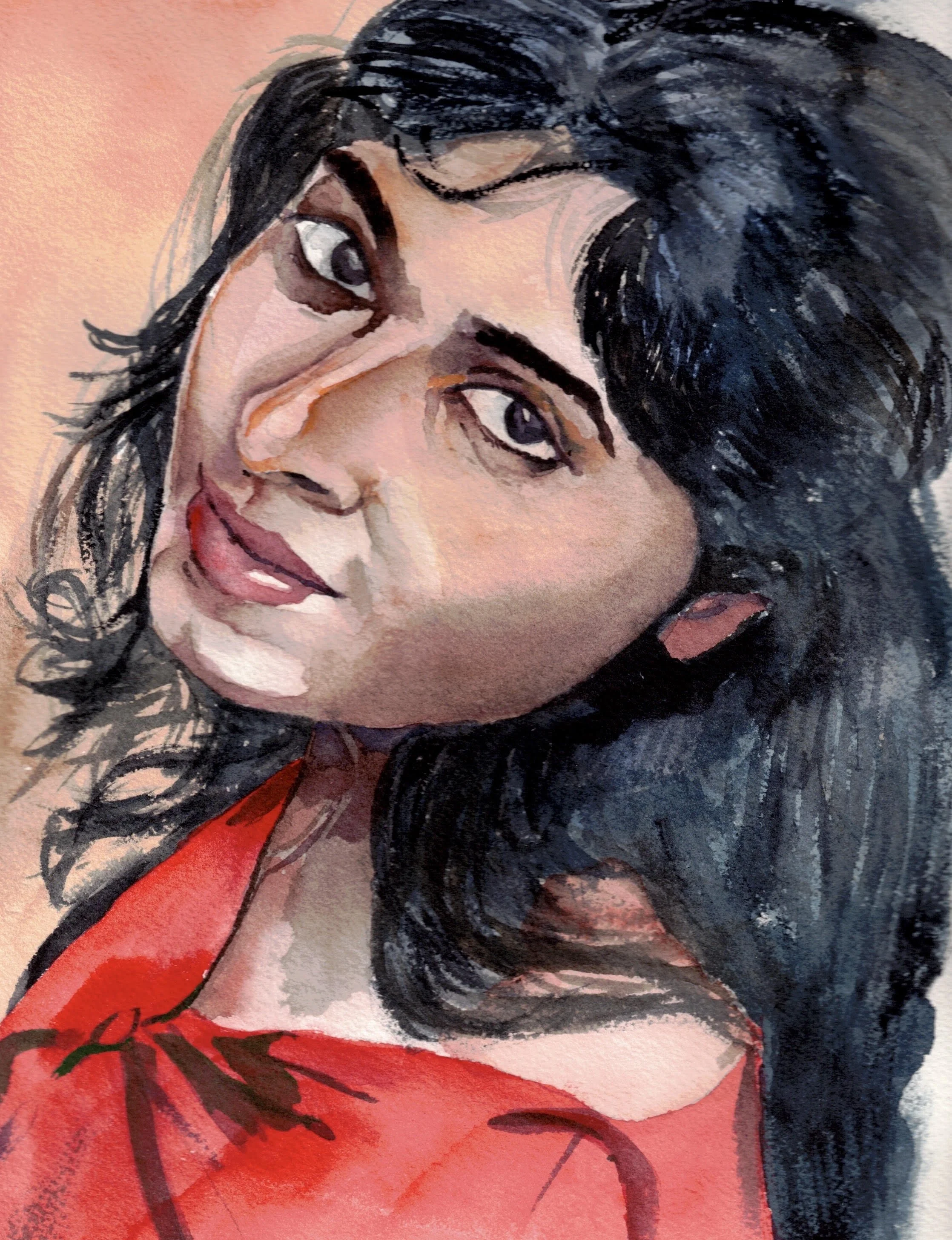 Original hand-painted watercolor portrait of my better half Shiba painted on 300gsm cotton paper by Ivory and Ink