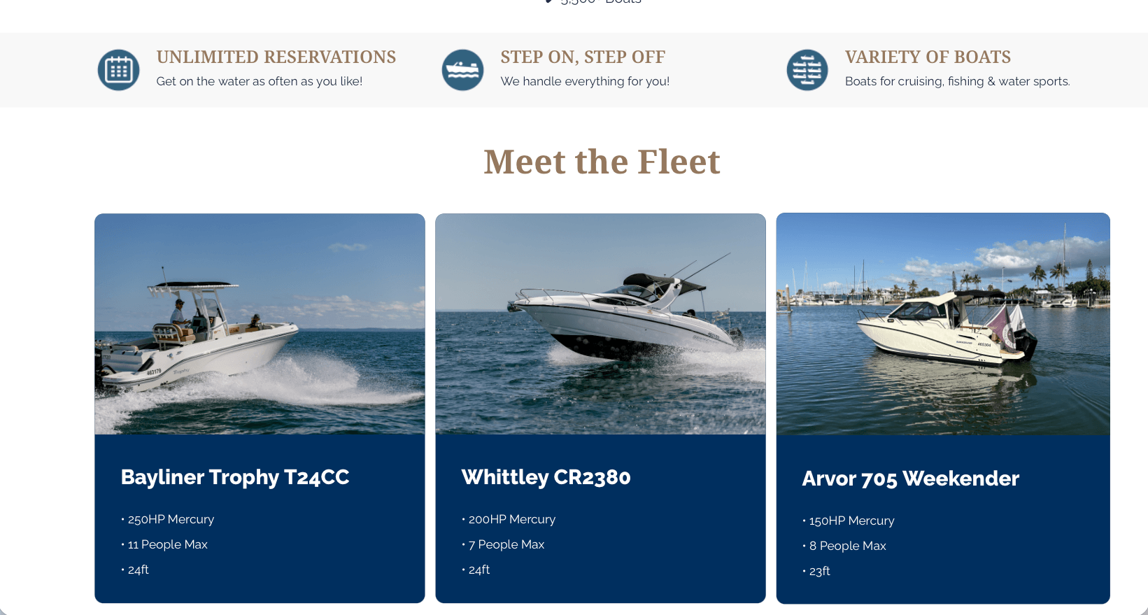 A webpage for Freedom Boat Club