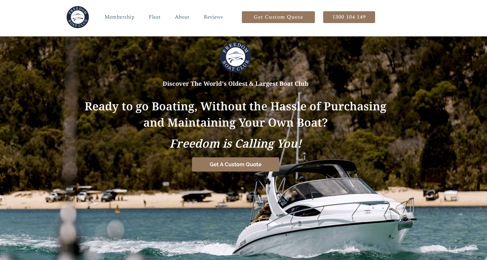 A webpage for Freedom Boat Club