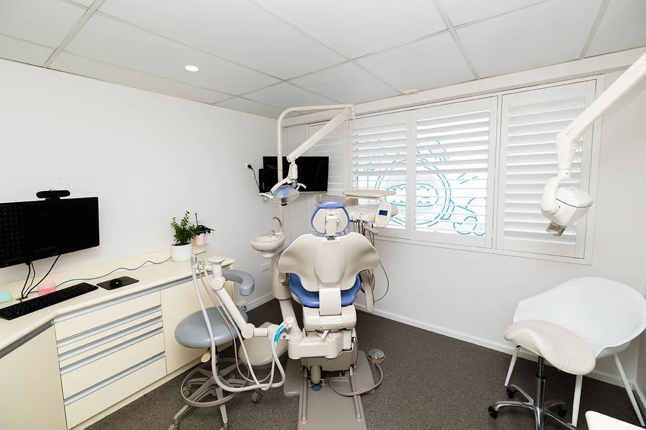A dentist office with medical equipment.