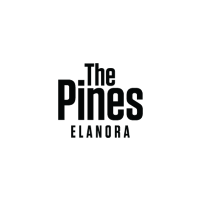 The Pines Elanda logo in black text on a transparent background.