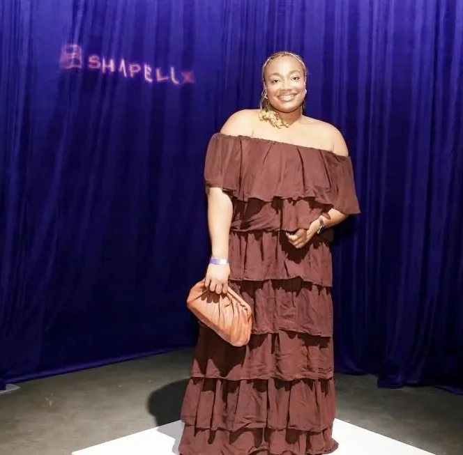 KOL posing from shapewear brand Shapellx's 6th anniversary activation, Six and Beyond in Los Angeles.