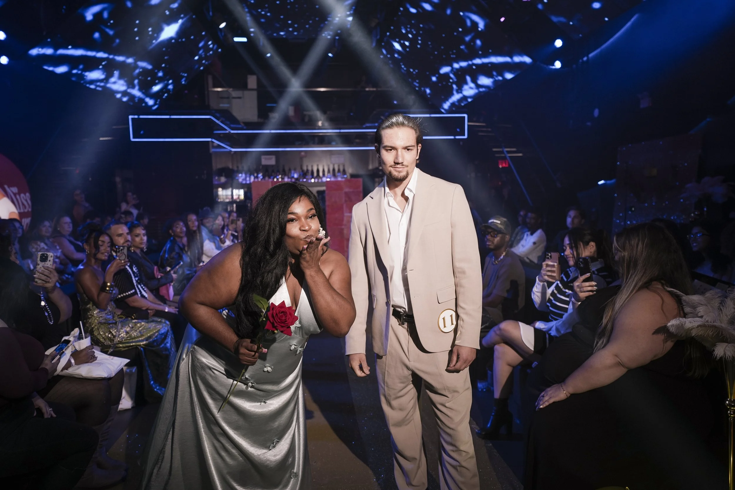 Models from the Miss Curvy Pageant NYFW runway show of the inclusive dating app WooPlus by experiential production agency ANG Concept.