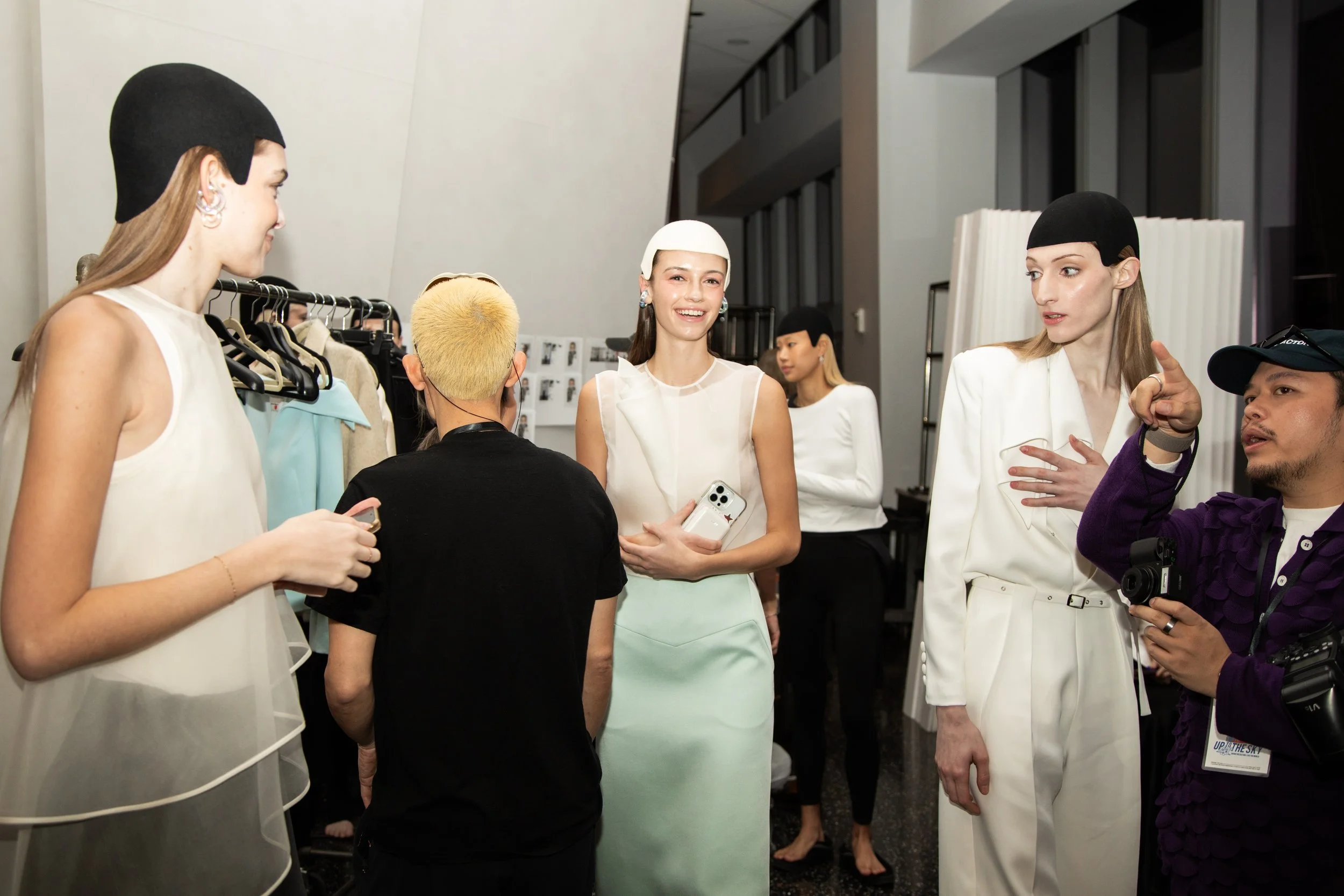 VICKTEERUT's backstage at "Up to the Sky" Bangkok designer fashion show by experiential production agency ANG Concept during NYFW at One World Observatory.