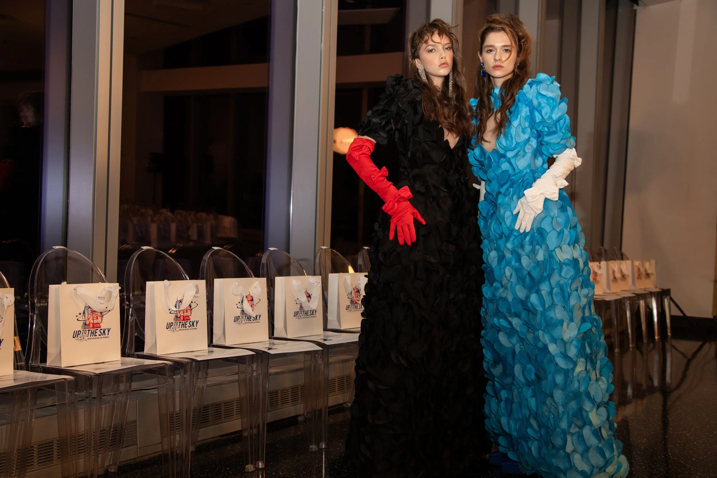 Landmeé models shot at "Up to the Sky" Bangkok designer fashion show during NYFW at One World Observatory by experiential agency ANG Concept.
