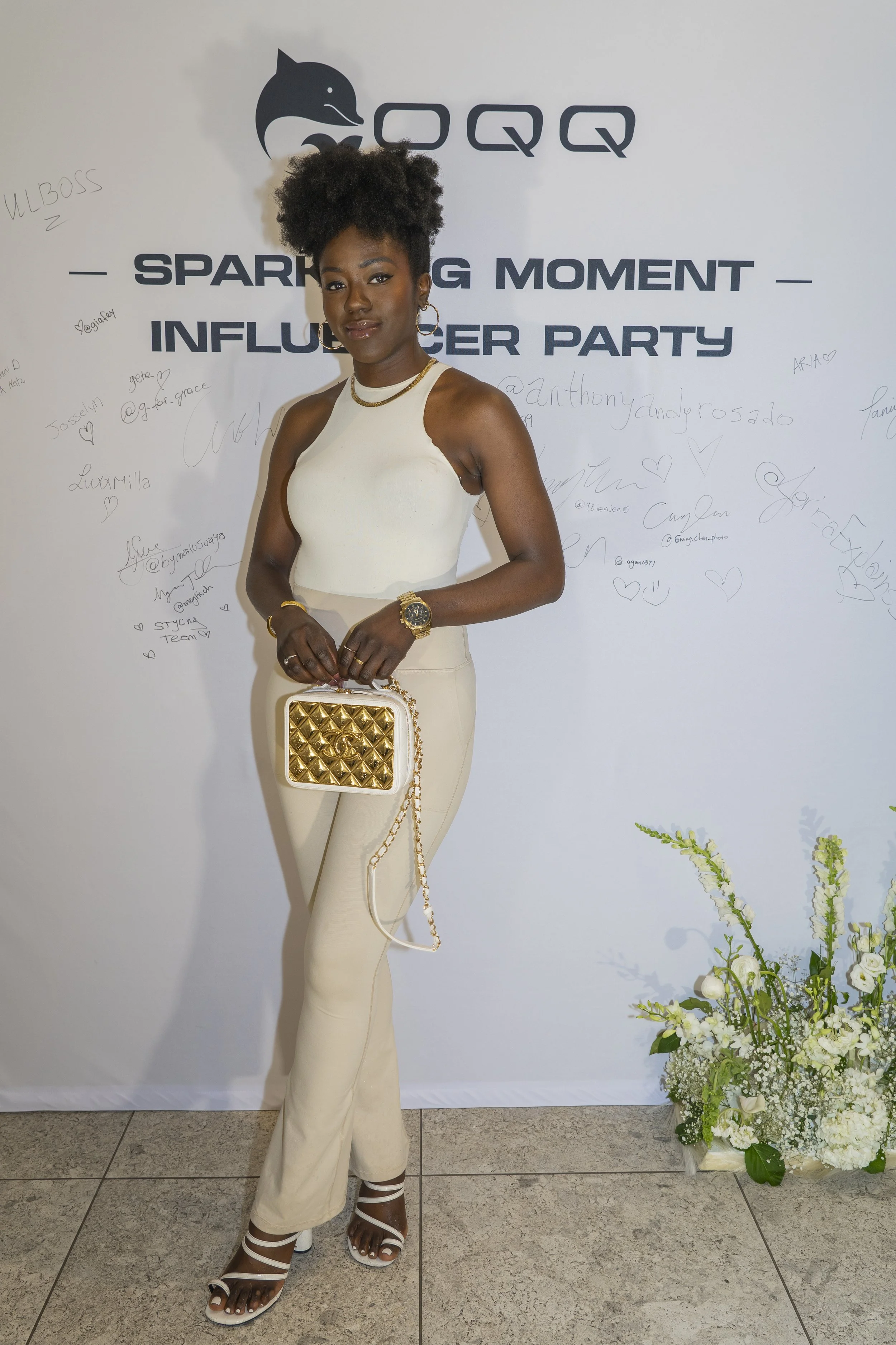 A fashion KOL captured at the photocall during the press conference activation for women's Activewear, Gymwear, and Athleisure brand OQQ.