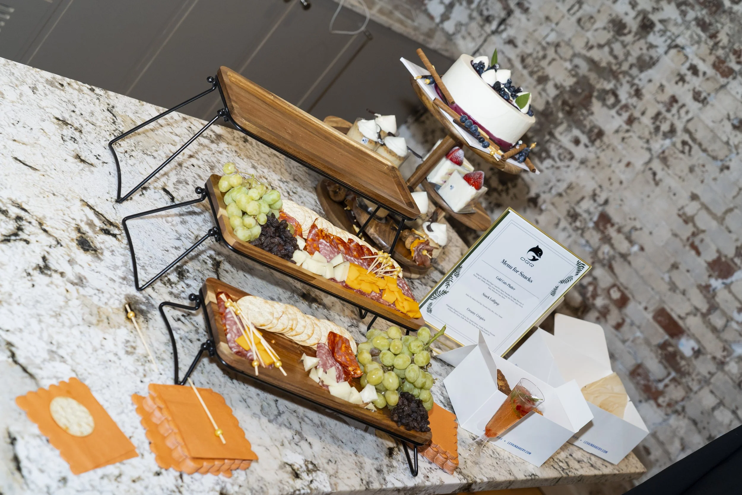 Snack bar at the women's wear brand OQQ's press conference event in New York.