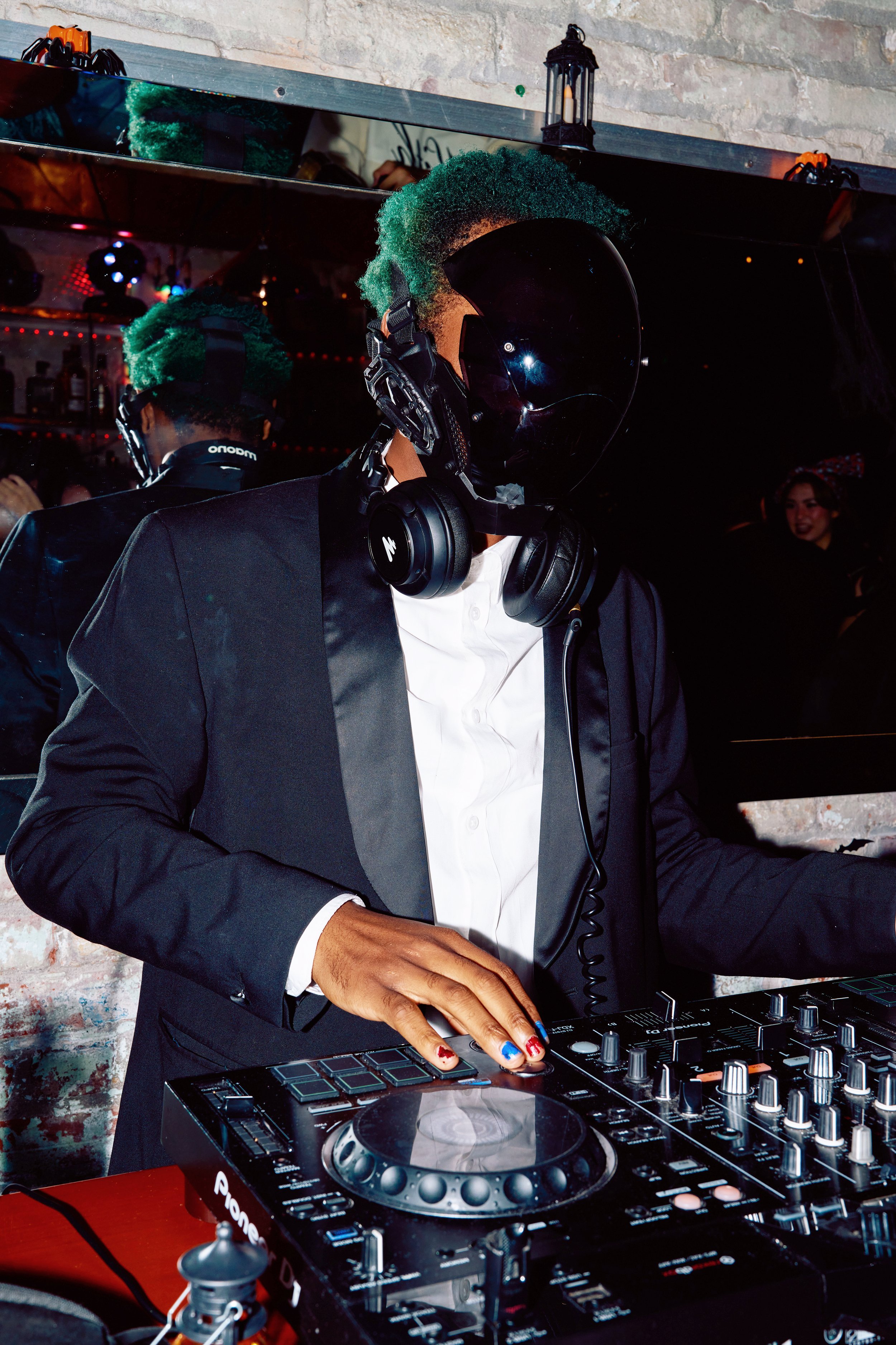 DJ LONELY ON THE DANCE FLOOR  remixing for New York creative production agency ANG Concept at the 2023 Halloween Party.