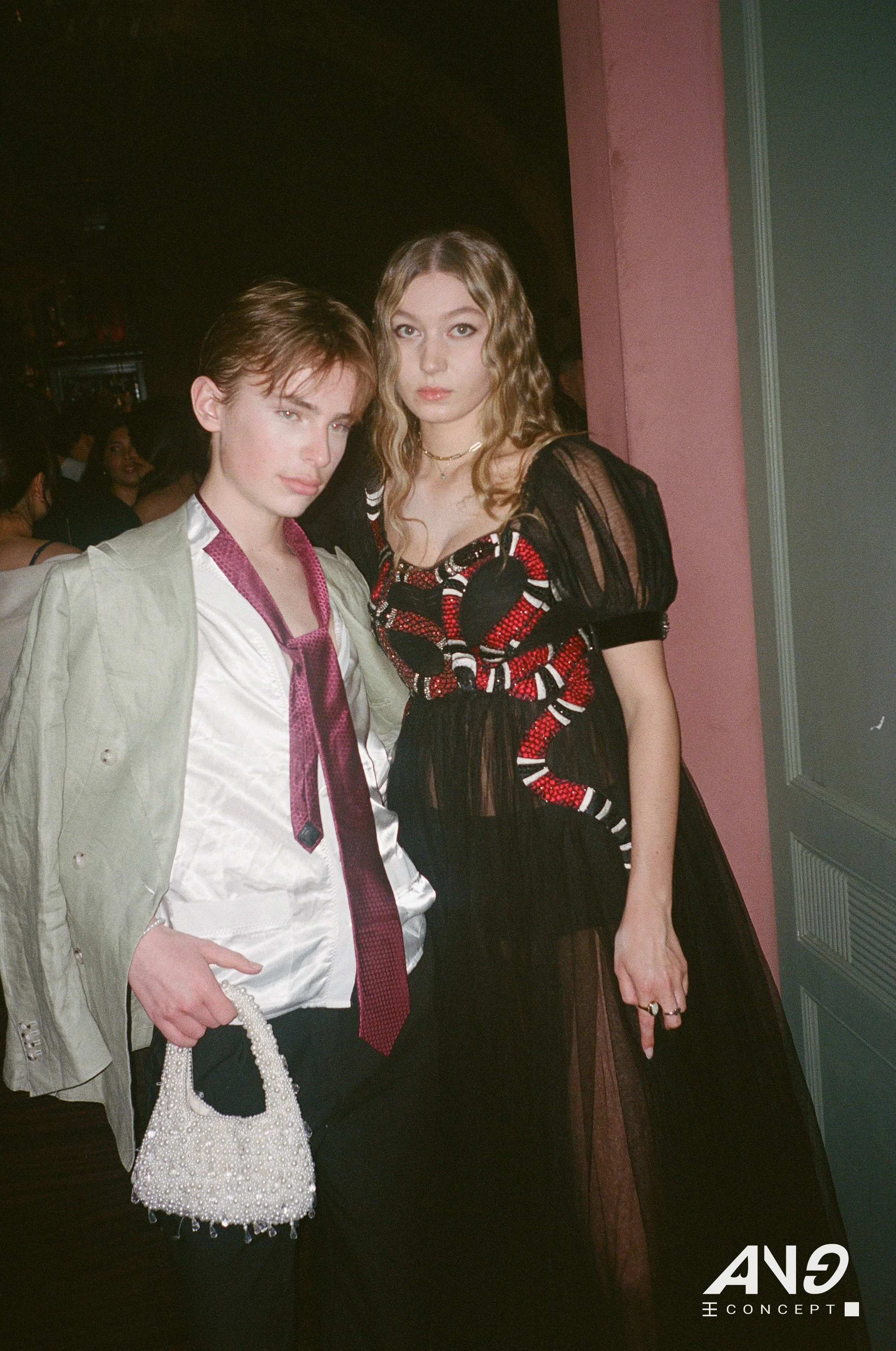 Two creators at the launching event of ANG Concept, a secret party "La Genèse" at Chapel Bar by Fotografiska New York.