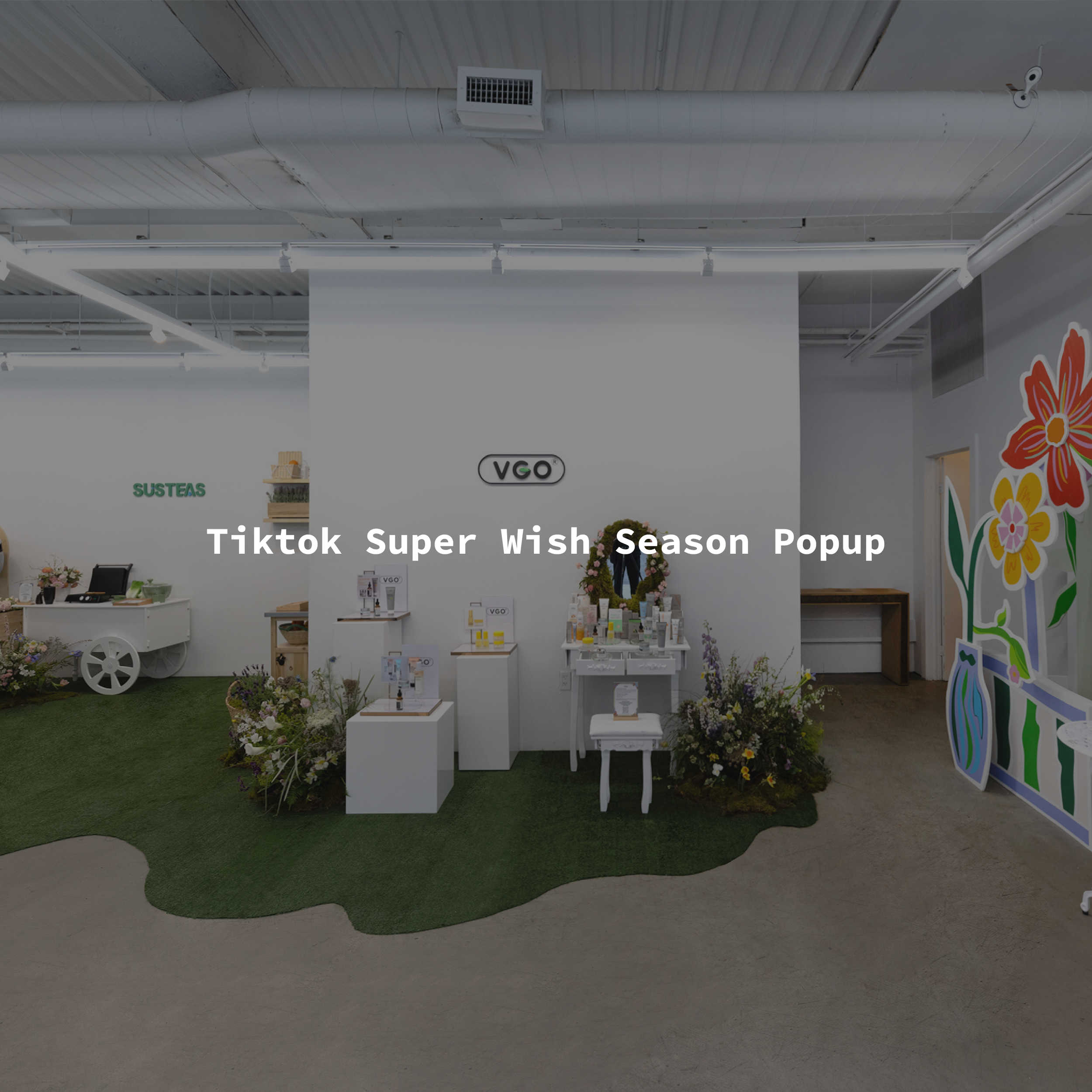 TikTok Super Wish Season multi-brand pop-up in SoHo, New York - an immersive activation for Susteas, Vevor, Vgo beauty, Pukomc and gym brand Lichico by experiential production agency ANG Concept.