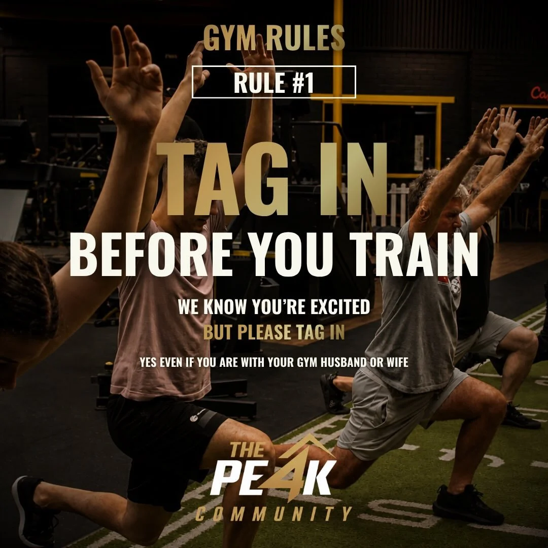We love the energy&hellip; but before the warm up starts and the gym husband or wife reunion begins don&rsquo;t forget to tag in 😅
Keeping THE PE4K private, safe, and community driven starts with the little things.
Train hard. Respect the space. Tag