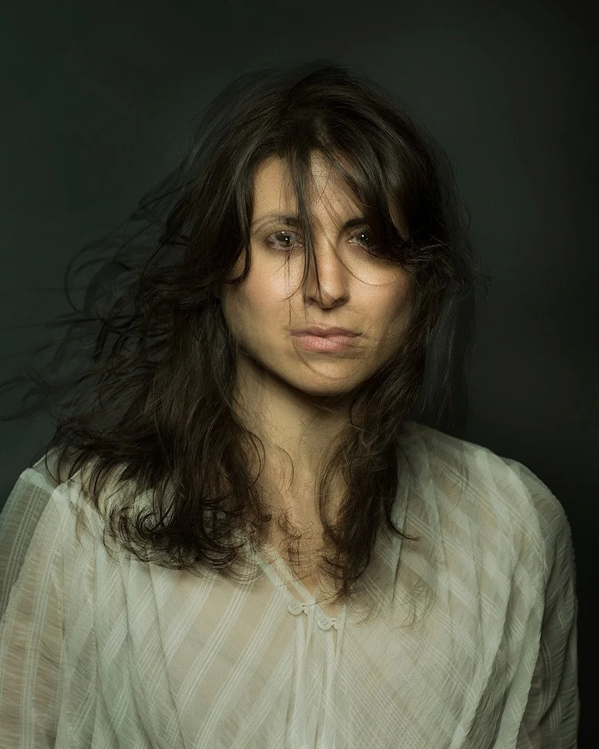Colour studio portrait of American singer Leah Siegel