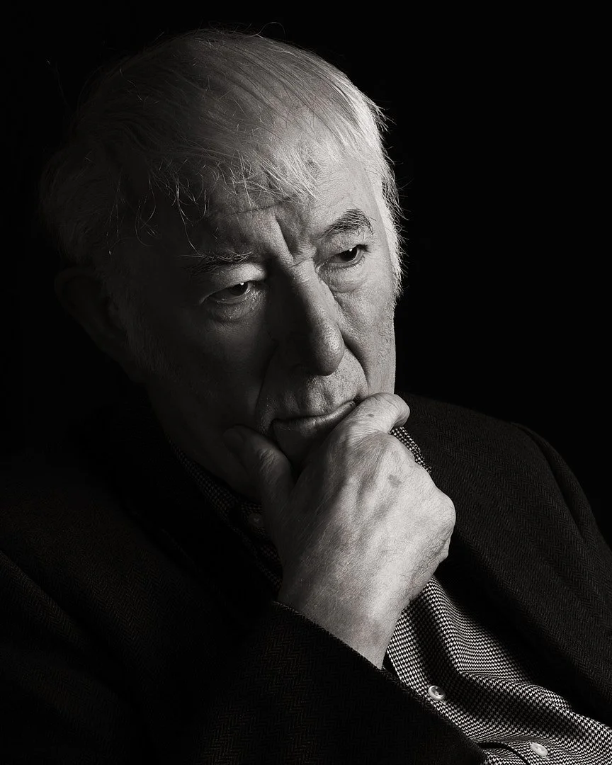 Black and white portrait of Nobel Prize winning Poet Seamus Heaney