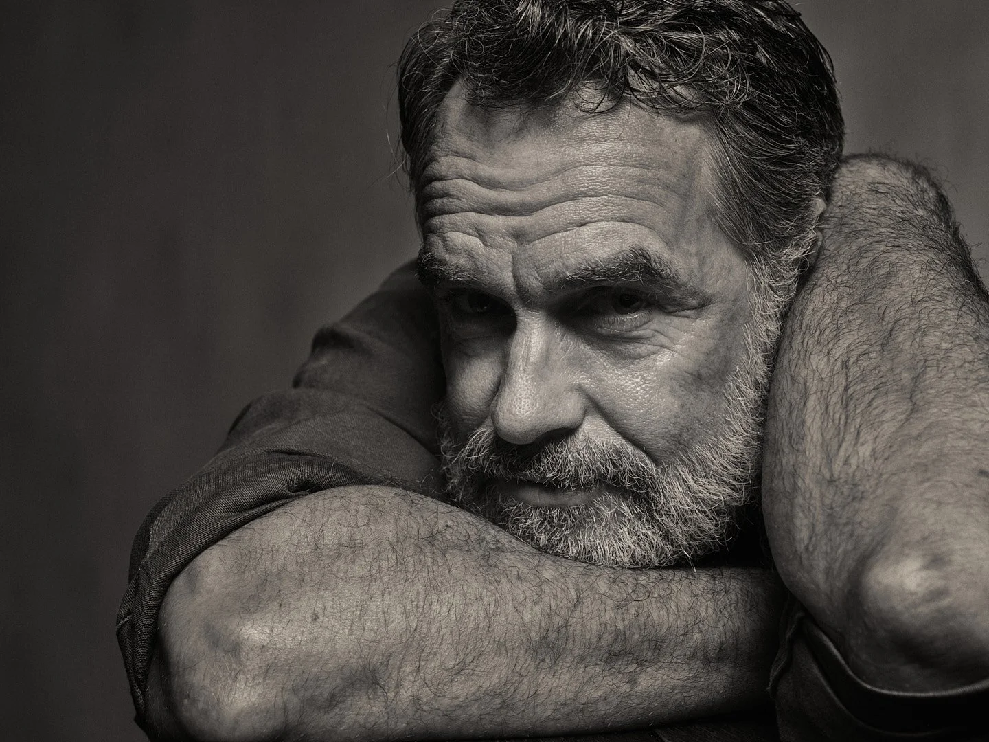 Tight black and white portrait of Australian Actor Murray Bartlett