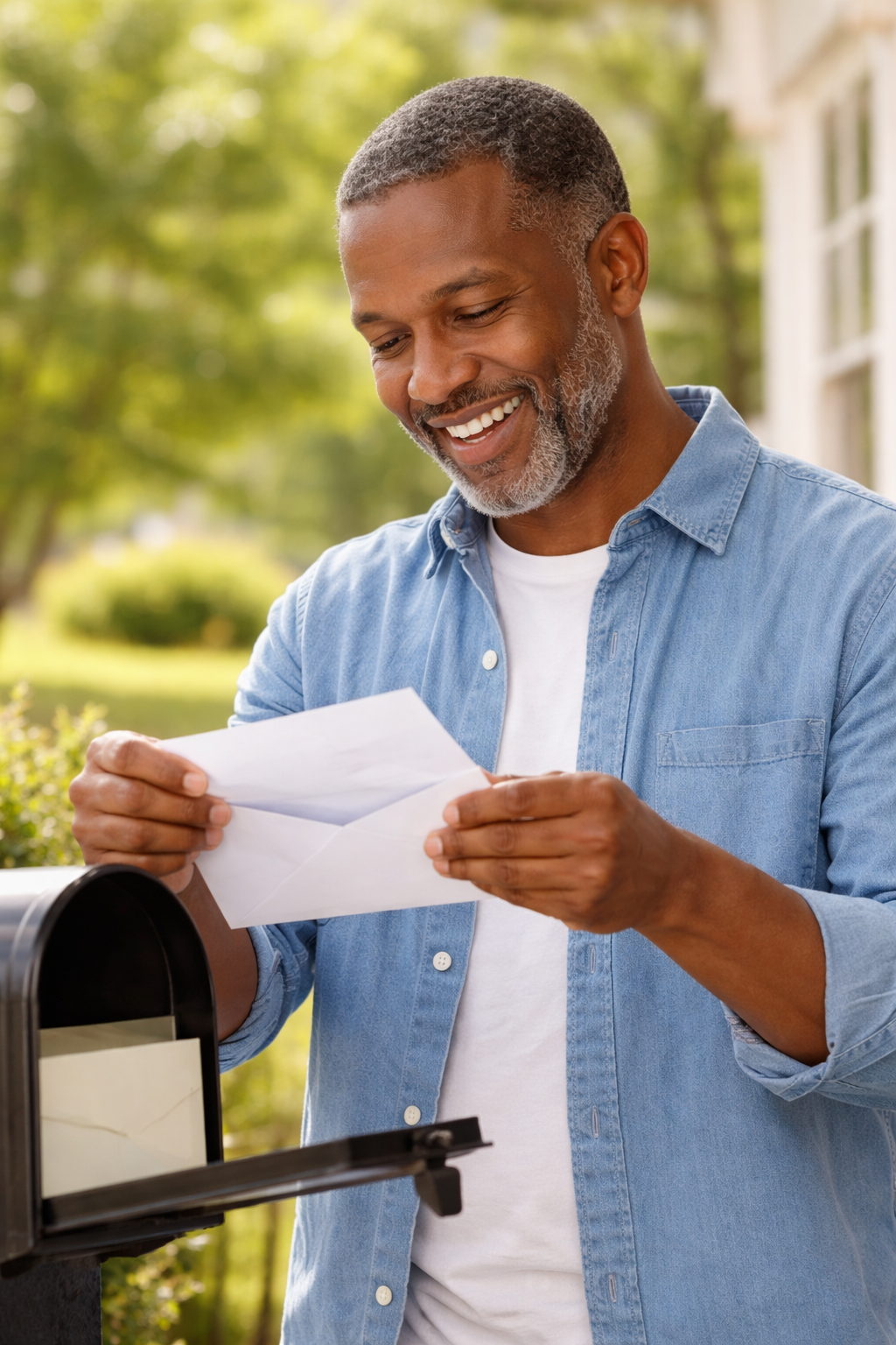 black man black man happy to get his letter .png