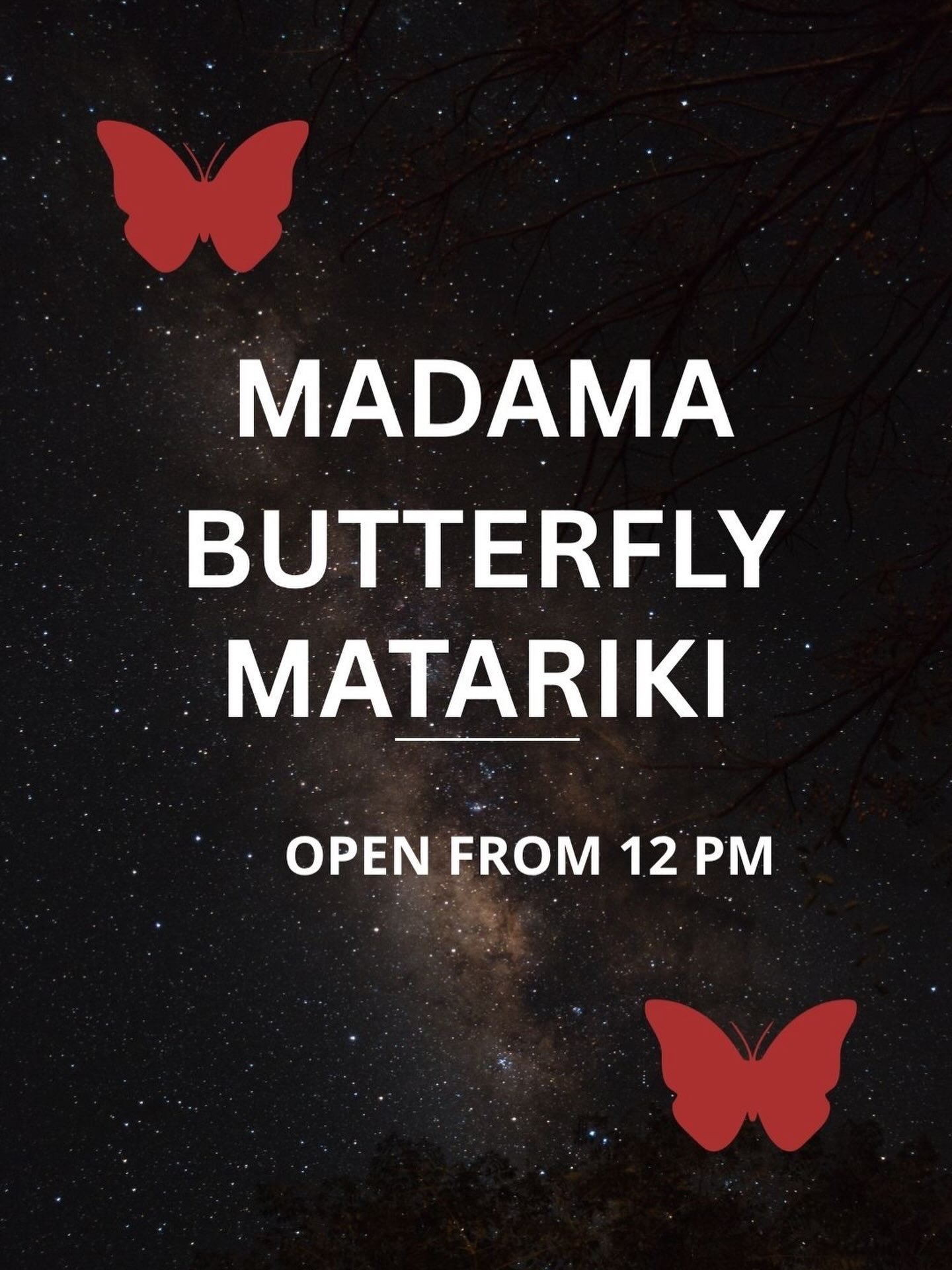 Open from 12 pm on Matariki!

 Come join us x