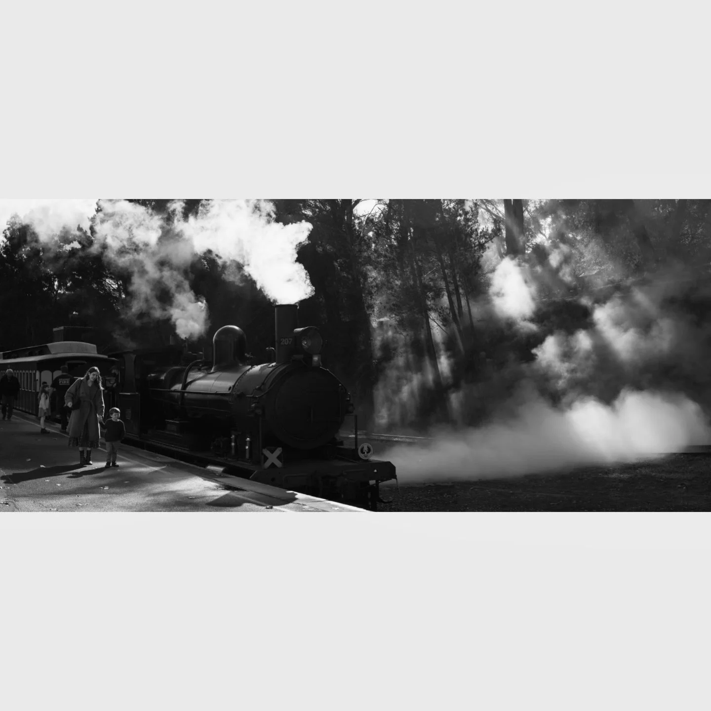 Rosie &amp; Alfred alight the steam train, Mt Barker, 2024