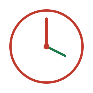 Clock showing 12:15.