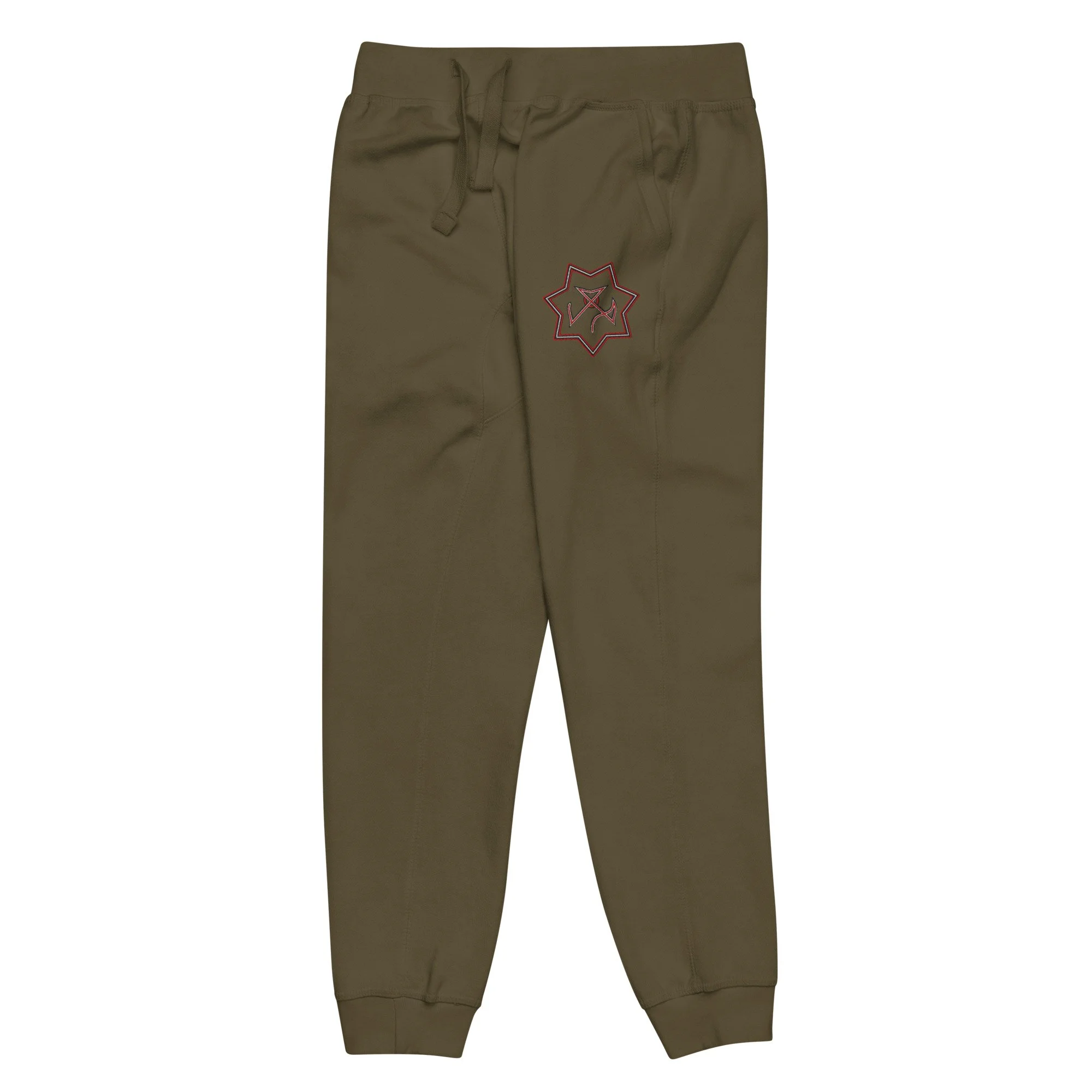 unisex-fleece-sweatpants-military-green-front-left-6a1f7f85c89ec.jpg