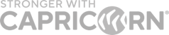 Logo with text 'Stronger with Capricorn' and Capricorn symbol.