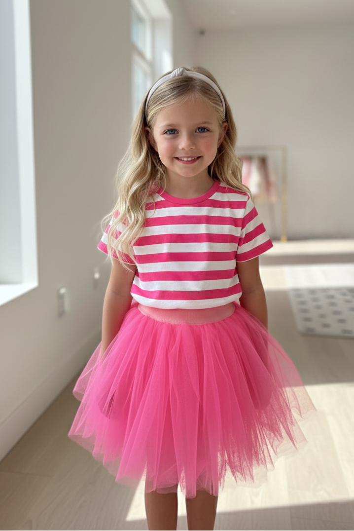 Girls Cartwheel Airy Tutu Skirt Hot Pink