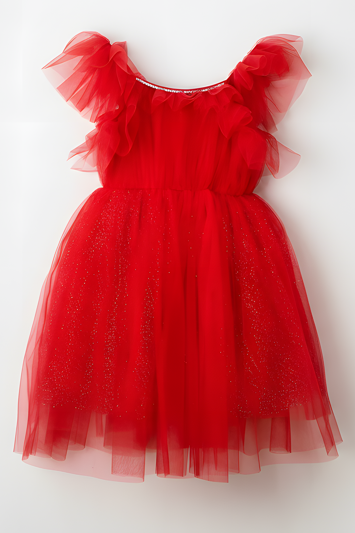 Girls Red Tutu Dress With Crystal Chain