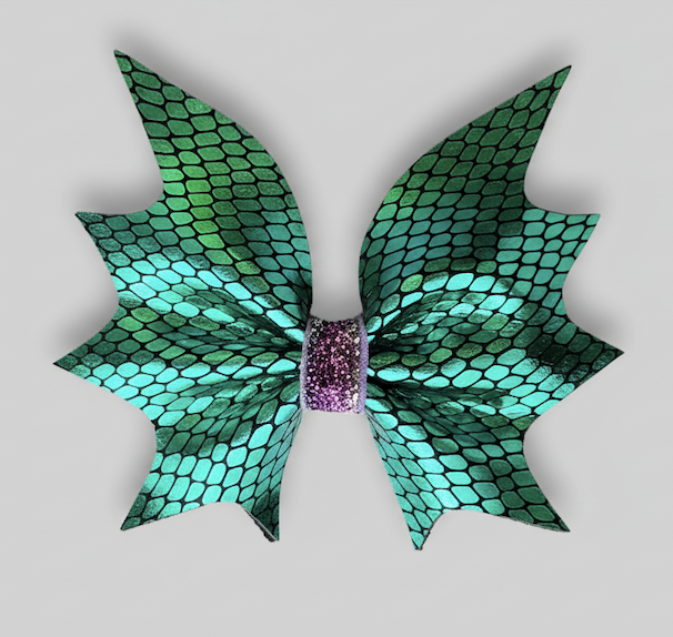 Girls Leather Butterfly Hair Clip Emerald Green