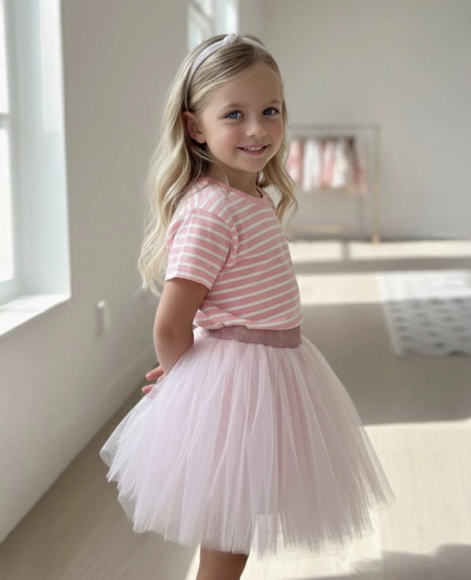 Girls Cartwheel Airy  Tutu Skirt Baby Pink