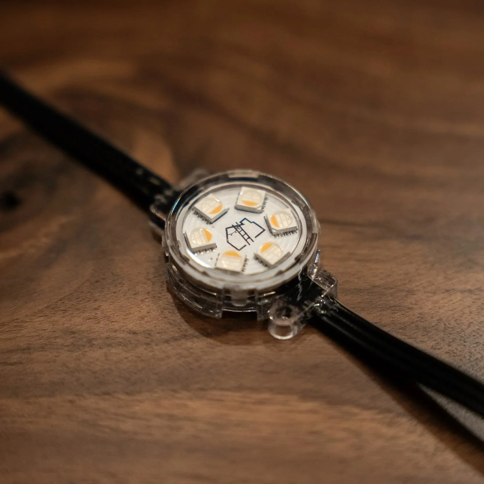 Close-up of permanent LED lighting strips used for clean roofline installation on Utah homes by Basin View Lights.