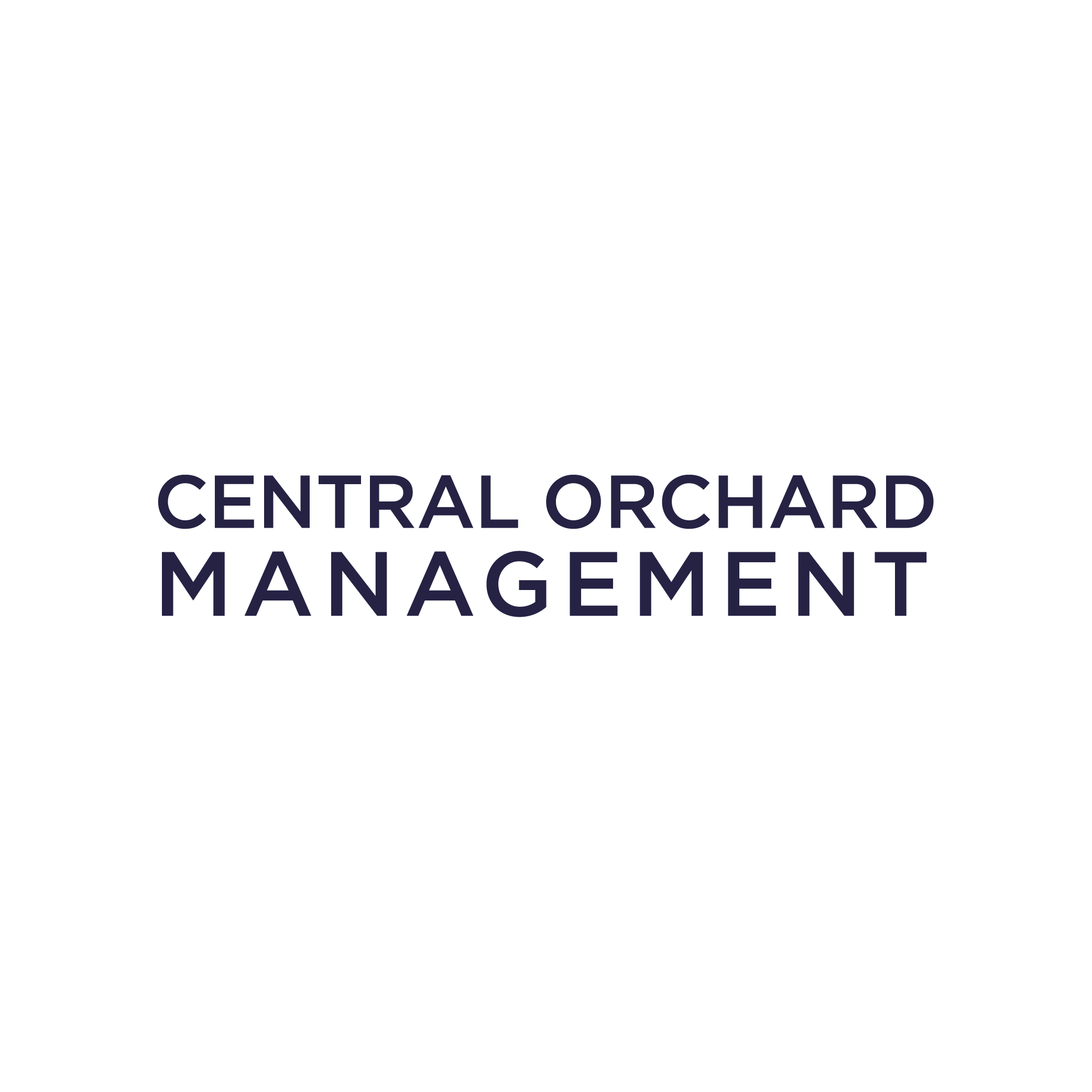 Logo of Central Orchard Management featuring a stylized tree with a circular canopy and the company name underneath.
