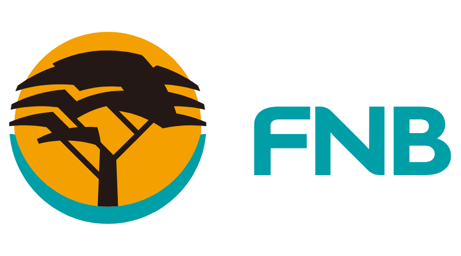 FNB logo with a stylized tree inside a yellow circle and the text 'FNB' next to it.