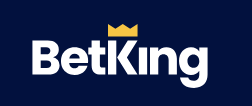 BetKing logo with white text and a small yellow crown on a blue background.