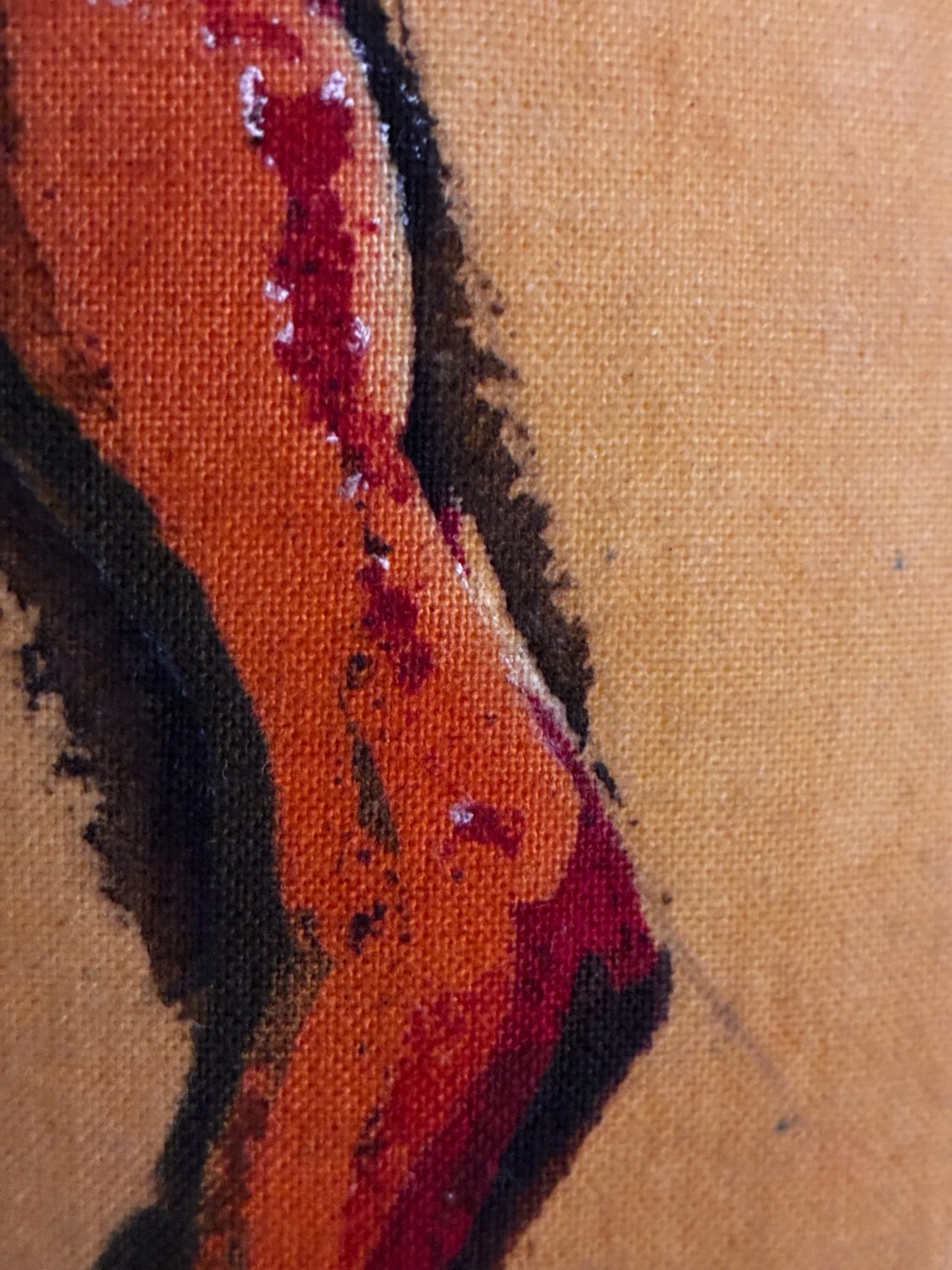 Close-up detail of batik line and dyed cotton surface, textile work by Viktoria Vigh