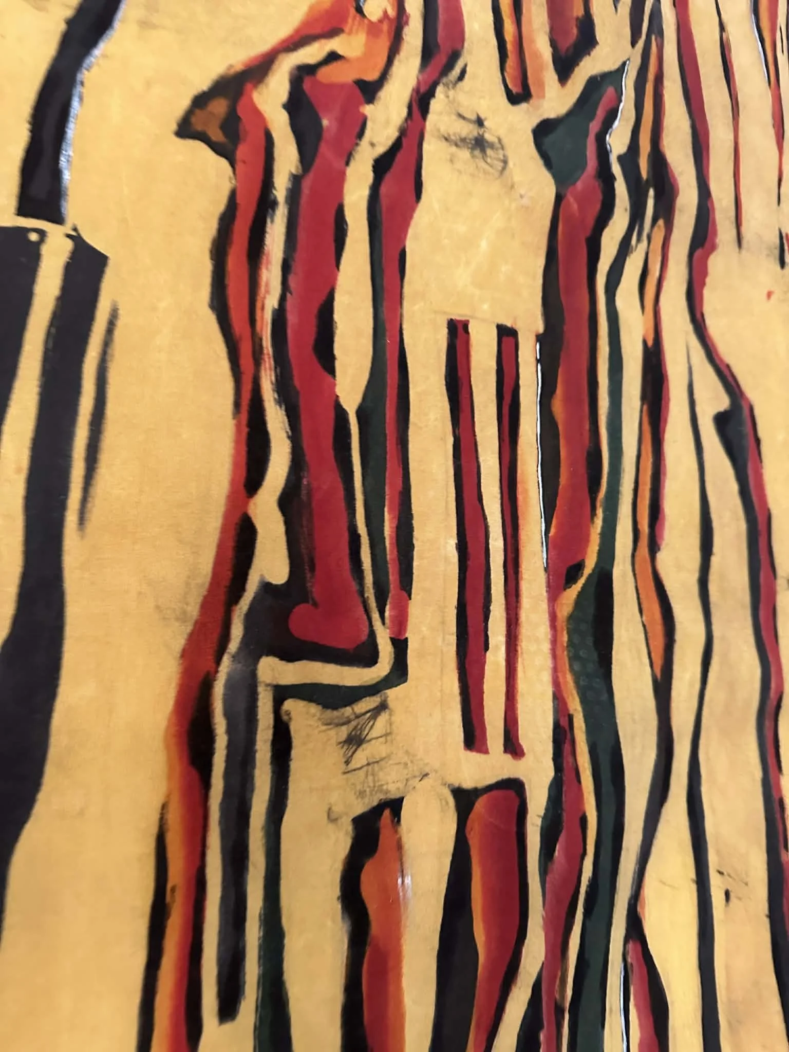 Close-up detail of batik line and dyed cotton surface, textile work by Viktoria Vigh