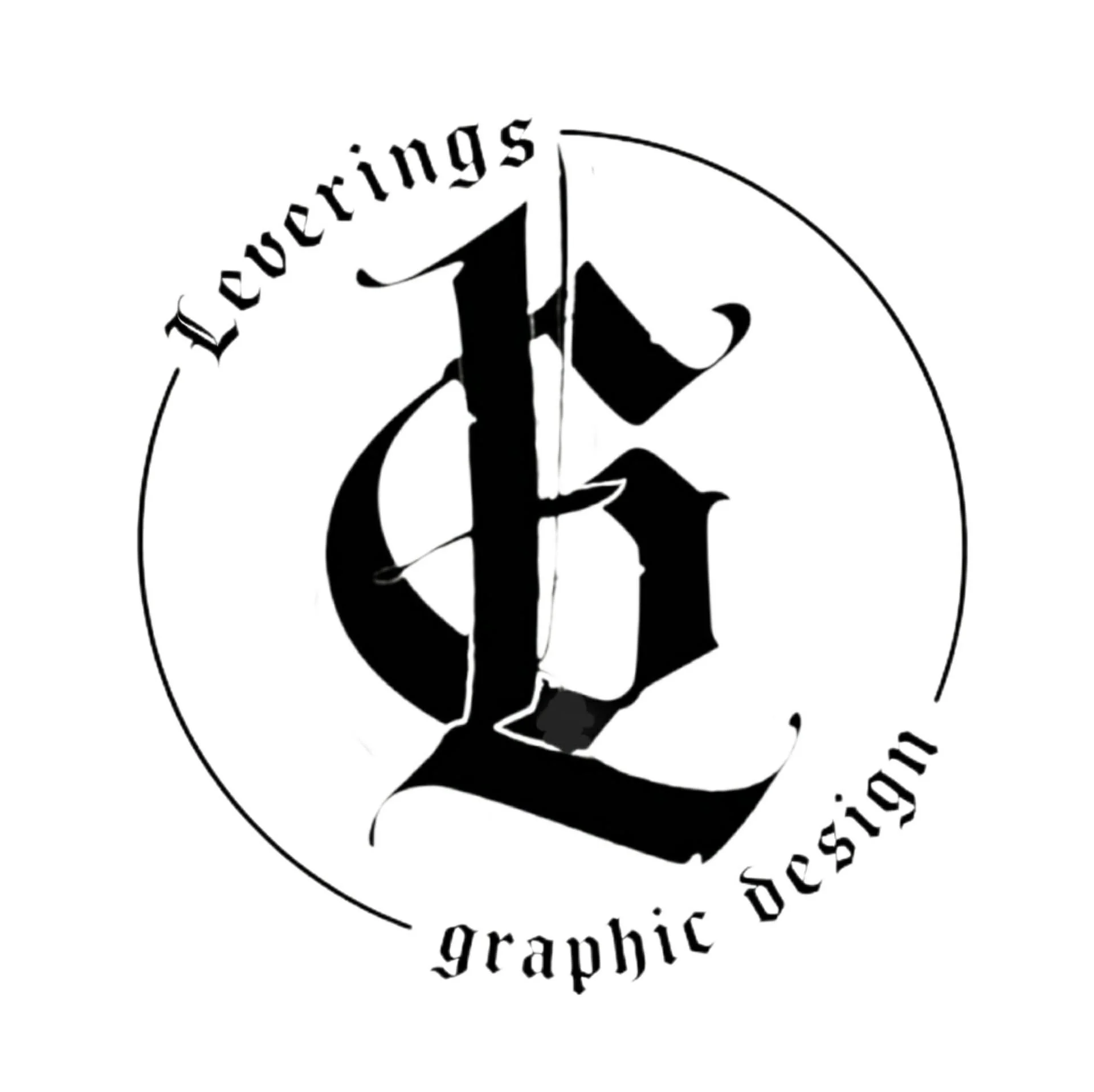 Black circular logo with stylized letter 'L' in the center, wrapped with the words 'Loeverings' at the top and 'graphic design' at the bottom.